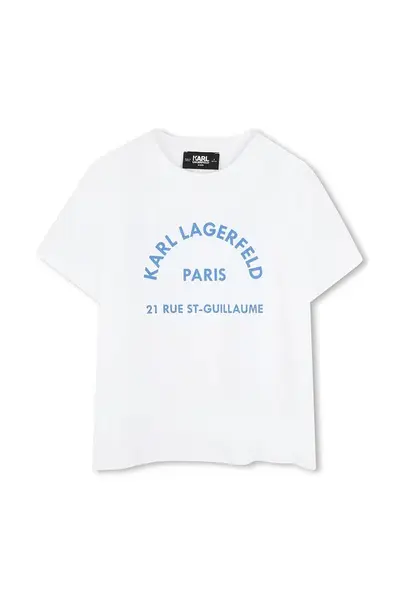 Dětské bavlněné tričko Karl Lagerfeld bílá barva, s potiskem, Z30439