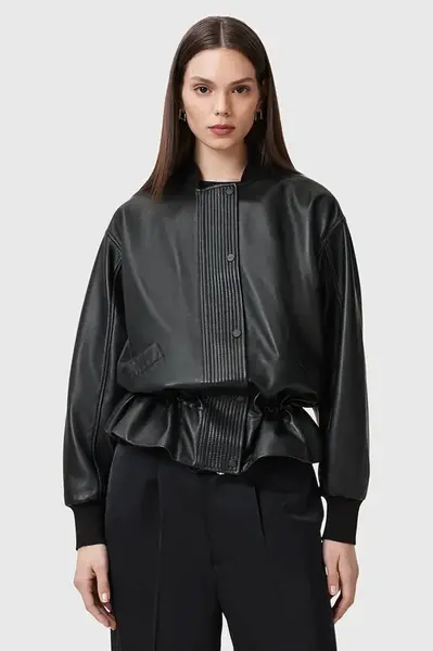 Kožená bunda AllSaints SOFI černá barva, přechodná, W126LB