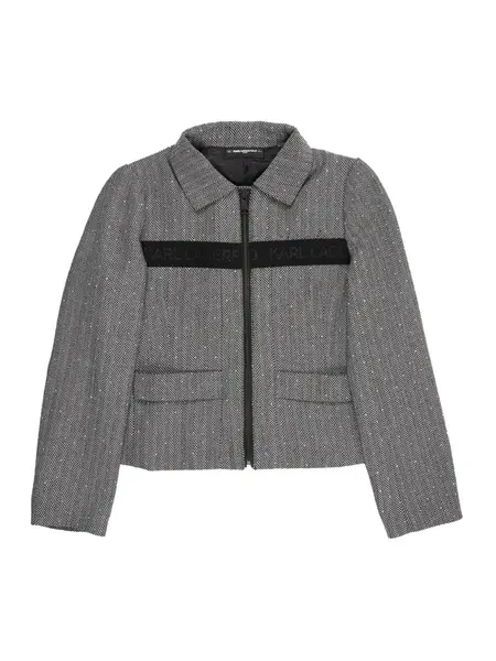 Karl Lagerfeld Prechodná bunda  svetlosivá / čierna