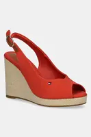 Sandály Tommy Hilfiger FLAG HIGH WEDGE ESPAD SLINGBACK červená barva, FW0FW08597