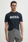 Bavlněné tričko BOSS tmavomodrá barva, s aplikací, 50531309