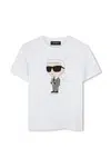 Dětské bavlněné tričko Karl Lagerfeld bílá barva, s potiskem, Z30437