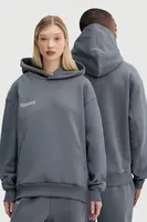 Bavlněná mikina Pangaia šedá barva, s kapucí, s potiskem, 10001740