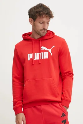 Mikina Puma pánská, červená barva, s kapucí, s potiskem, 682572