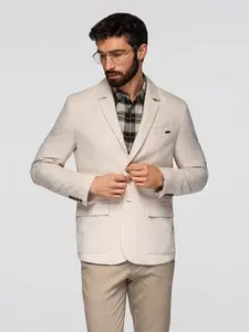 Ombre Men's REGULAR cut blazer with linen - cream