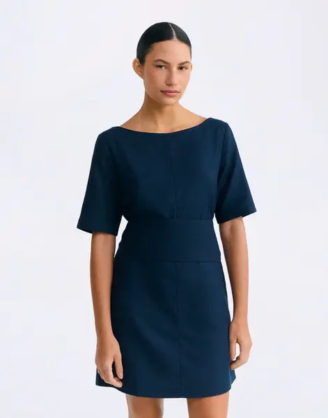 Thinking MU Navy Hemp Kieran Dress NAVY S
