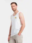 Ombre Summer Vibe printed men's cotton tank top - white
