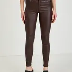 Tmavě hnědé dámské koženkové kalhoty ORSAY - Dámské