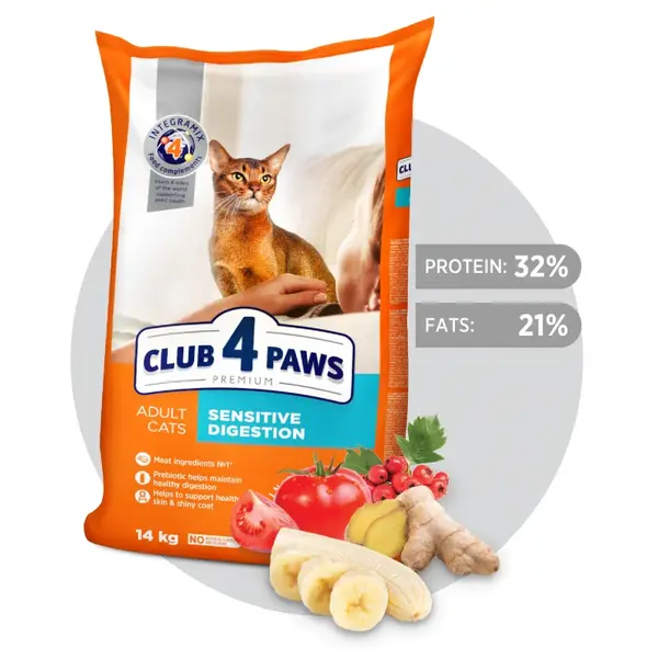 CLUB 4 PAWS Premium pre mačky s citlivým trávením 14 kg (9399)
