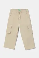Dětské kalhoty United Colors of Benetton béžová barva, hladké, 4TCGGF02B