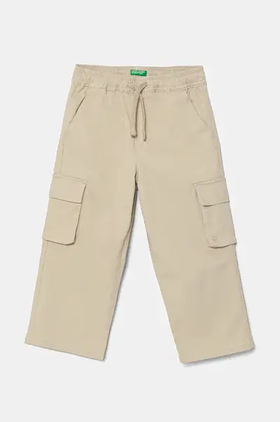 Dětské kalhoty United Colors of Benetton béžová barva, hladké, 4TCGGF02B