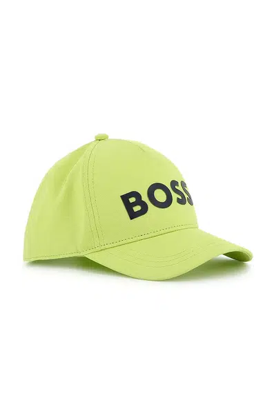 Dětská bavlněná kšiltovka BOSS zelená barva, s aplikací, J51681
