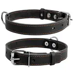 Kožený obojok čierny, Obvod krku: dĺžka: 32-40 cm, širka: 20 mm