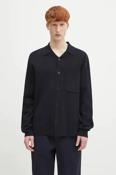 Vlněný kardigan Norse Projects Nicolai Merino Cotton Milano Jacket
