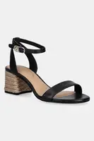 Kožené sandály Tommy Hilfiger LEATHER ANKLE STRAP ESPAD SANDAL černá barva, FW0FW08533