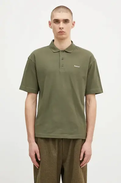 Bavlněné polo tričko Barbour Dunand OS Polo Shirt zelená barva, MML1426