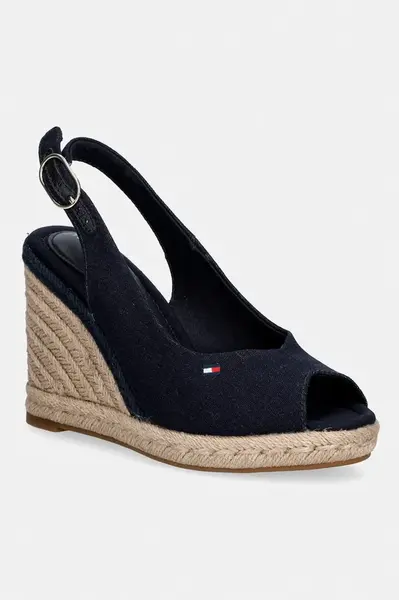 Tommy Hilfiger sandály na klínku FLAG HIGH WEDGE ESPAD SLINGBACK