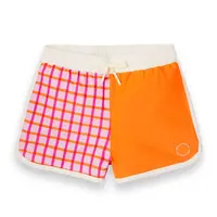 KiETLA ICONIK plavky s UV ochranou - šortky - Tartan Red - 4-6 rokov