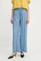 Kalhoty United Colors of Benetton dámské, modrá barva, high waist, 4KHNDF09L