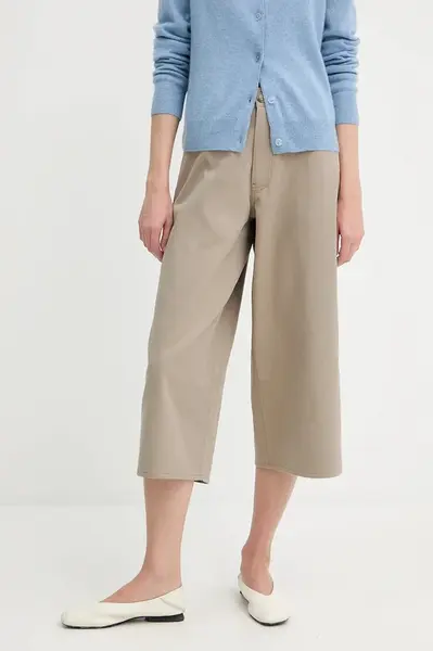 Bavlněné šortky Samsoe Samsoe SAHARP dámské, béžová barva, high waist, F25200114