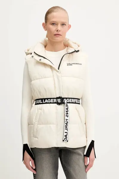 Vesta Karl Lagerfeld Jeans dámská, béžová barva, zimní, A3W15025