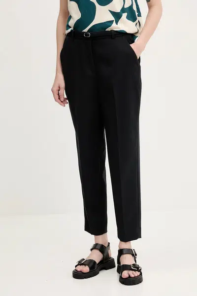 Kalhoty Abercrombie & Fitch dámské, černá barva, přiléhavé, high waist, KI156-5069
