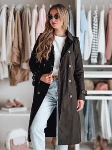 Dámsky dlhý trenčkot s opaskom