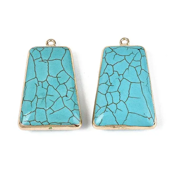 Dyed Synthetic Turquoise Trapezoid Pendants