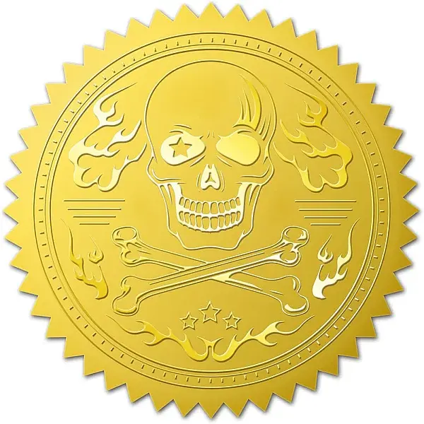 Plastic Self Adhesive Gold Foil Embossed Stickers