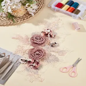 1Pc 3D Flower Pattern Polyester Embroidered Lace Appliques