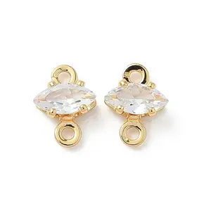 Brass Pave Clear Cubic Zirconia Connector Charms