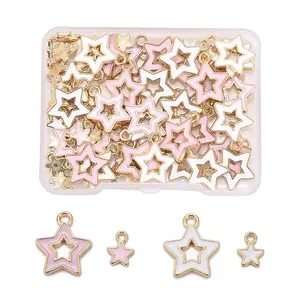 80Pcs 4 Styles Alloy Enamel Pendants