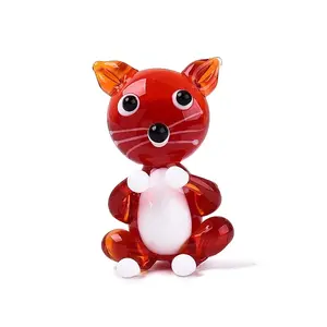 Handmade Lampwork Cat Figurine Display Decorations
