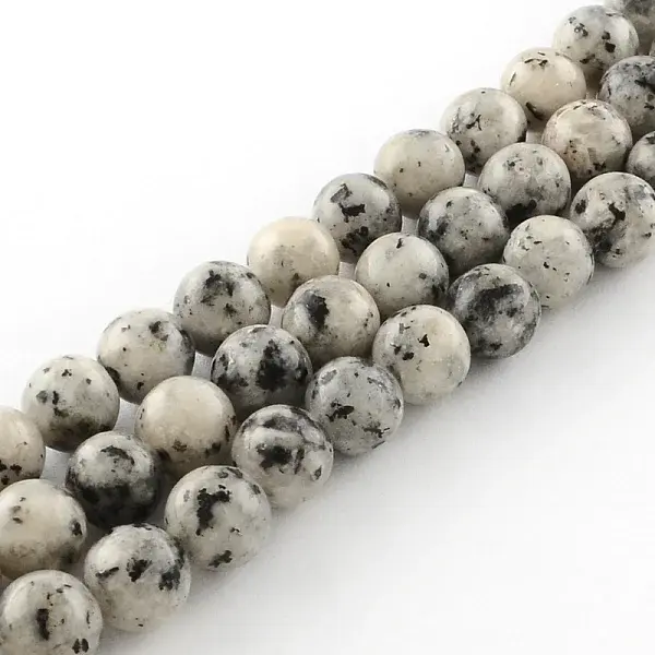 Dyed Natural Sesame Jasper Round Beads Strands