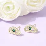 Eyes Brass Micro Pave Cubic Zirconia Stud Earrings