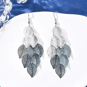 430 Stainless Steel Leaf Dangle Earrings