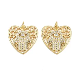 Brass Micro Pave Cubic Zirconia Pendants