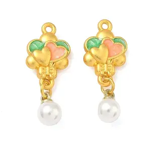 Alloy Enamel with Plastic Pearl Pendants