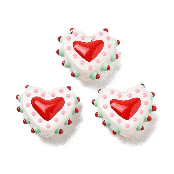 Painted Glass Beads Bumpy Beads Heart