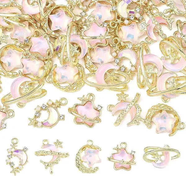 20Pcs 5 Styles Alloy Resin Pendants