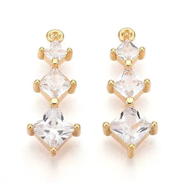 Brass Micro Pave Cubic Zirconia Pendants