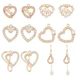 10Pcs 5 Styles Brass Micro Pave Clear Cubic Zirconia Charms
