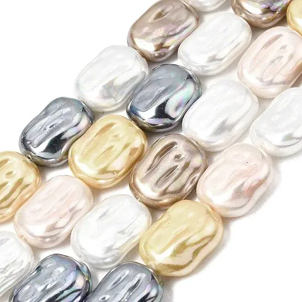 Electroplated Glass Shell Pearl Beads Strands