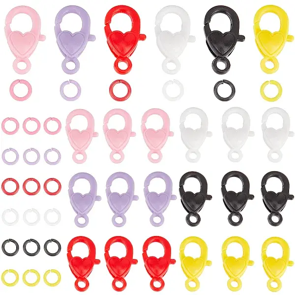 96Pcs Heart Plastic Lobster Claw Clasps