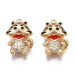 Brass Micro Pave Clear Cubic Zirconia Pendants