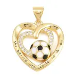 Football Brass Micro Pave Cubic Zirconia Pendants