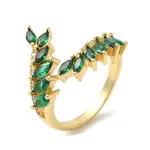 Leaf Brass Micro Pave Cubic Zirconia Open Cuff Rings