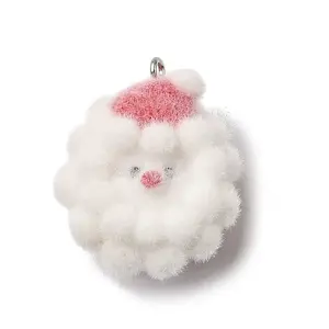 Christmas Flocky Opaque Resin Pendants