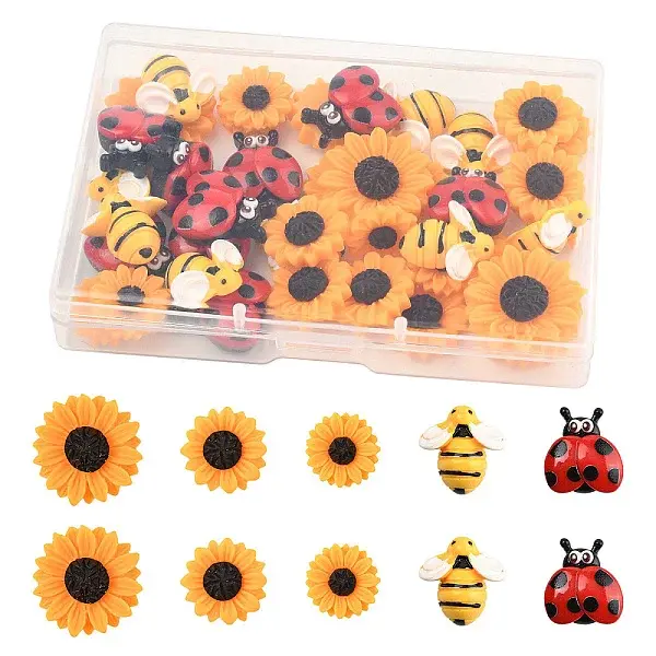 45Pcs 5 Styles Opaque Resin Cabochons