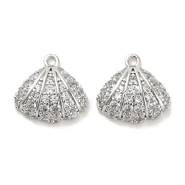 Brass Micro Pave Clear Cubic Zirconia Charms